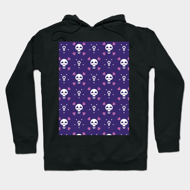 Skulls with hearts and venus symbol Hoodie by Alex Birch